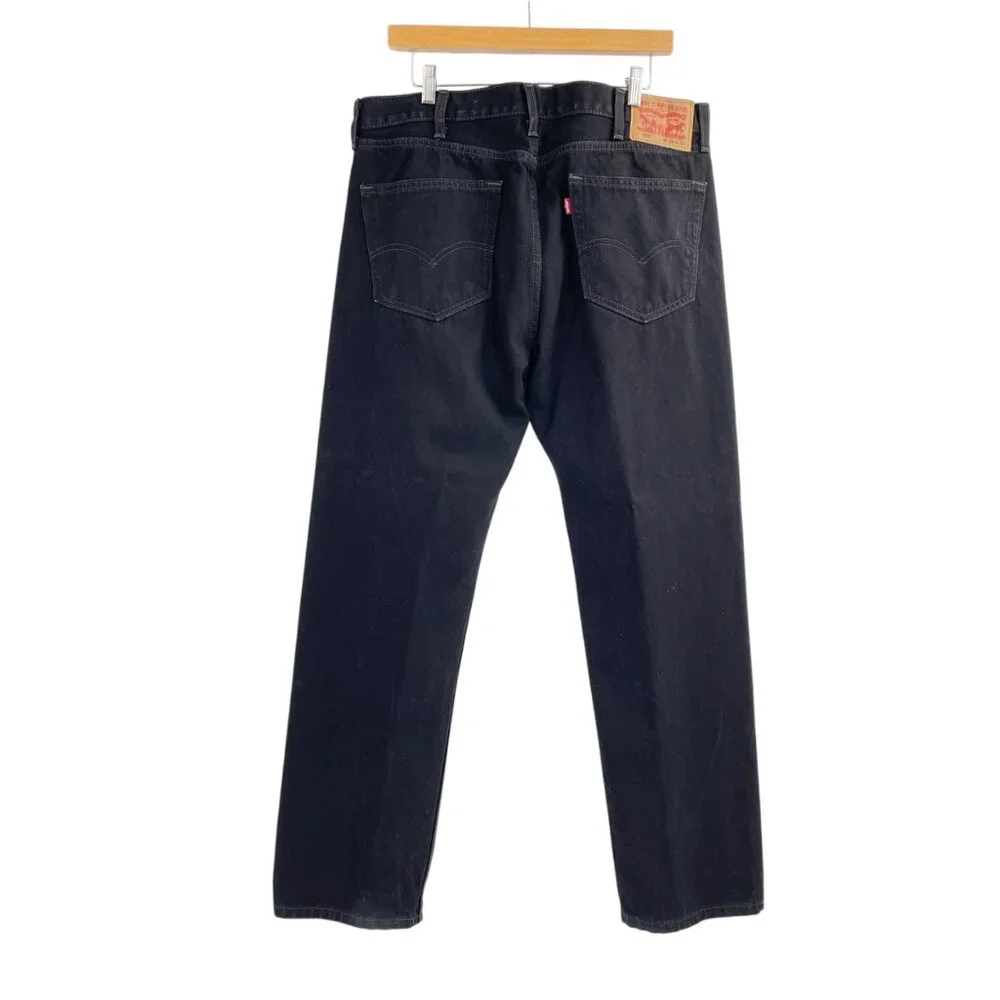 Levi's 505 Black Straight Jeans Mens Size 38x30 Grunge Punk Casual Cotton Denim